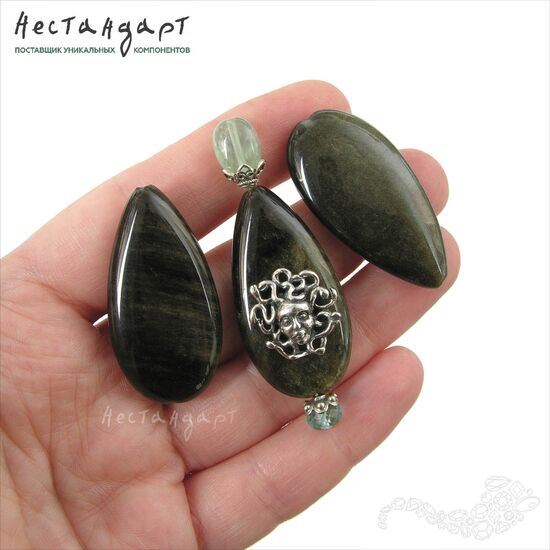 Обсидиан натуральный 39х20 мм, изображение 2