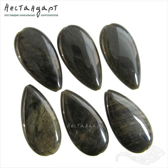 Обсидиан натуральный 39х20 мм, изображение 3