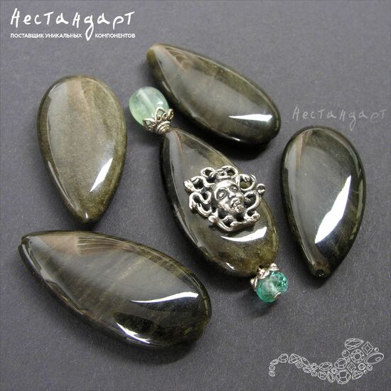 Обсидиан натуральный 39х20 мм, изображение 4