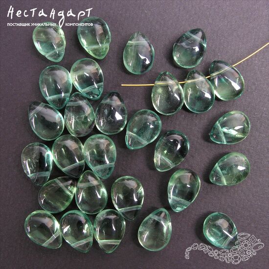 Флюорит натуральный гладкий Briolette 10х14 мм, изображение 3