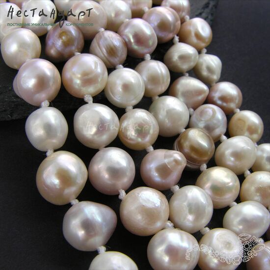 Жемчуг натуральный Nugget White-Peach 10-12 мм (уп. 6 шт.), изображение 6