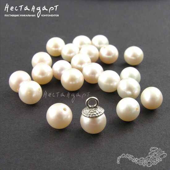 Жемчуг натуральный полусверленный Round White 7-7,5 мм, изображение 3