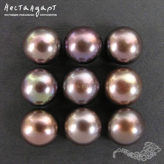 Жемчуг натуральный полусверленный золотисто-коричневый 8-8,5 мм (пара), изображение 3