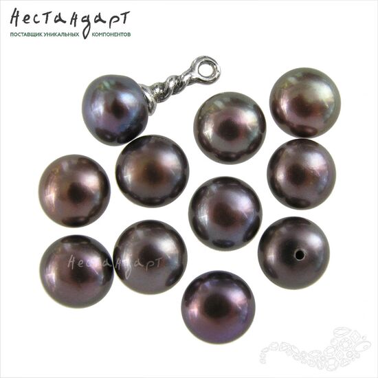 Жемчуг натуральный полусверленный золотисто-коричневый 8-8,5 мм (пара), изображение 4