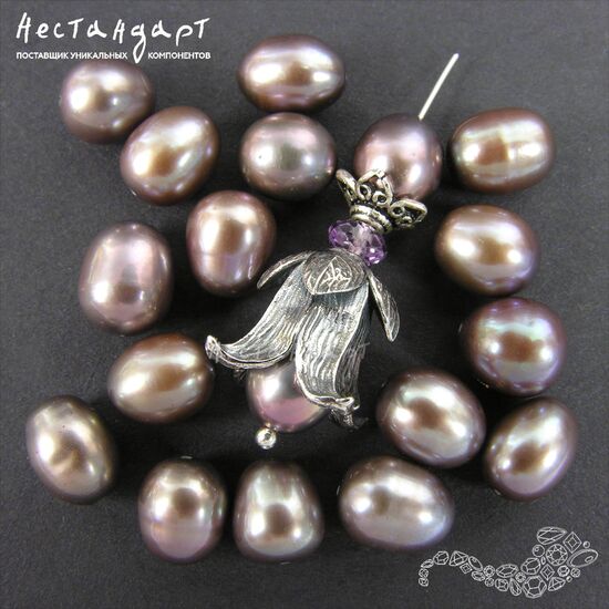 Жемчуг натуральный Cocoa 9-10 мм, изображение 3