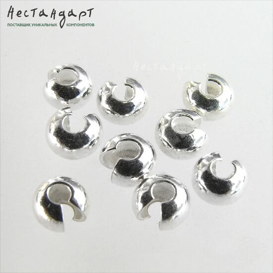 Маскировочные (Обжимные) бусины Sterling Silver 3,2 мм, изображение 2