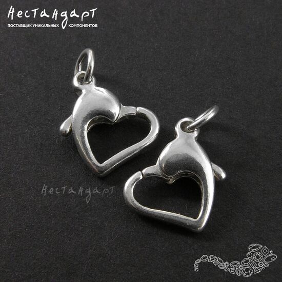 Замок-карабин Heartful Sterling Silver 13х10 мм, изображение 3