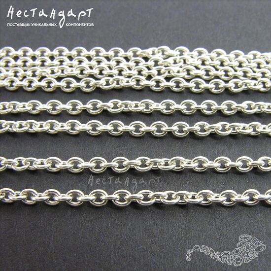 Цепочка якорная Sterling Silver 3х2,5 мм (уп. 10 см), изображение 3