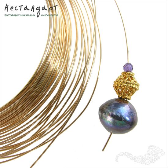 Проволока средней жесткости Gold Filled 0,5 мм (уп. 10 см), изображение 2