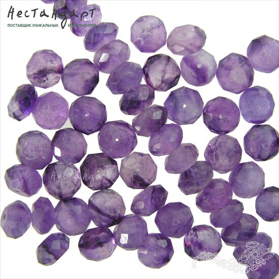 Аметист натуральный фиолетовый рондель с огранкой 8-10 мм (уп. 5 шт.), изображение 2