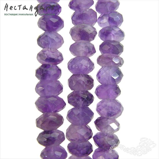 Аметист натуральный фиолетовый рондель с огранкой 8-10 мм (уп. 5 шт.), изображение 4