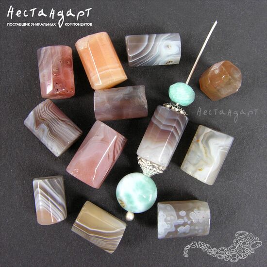 Агат натуральный Botswana Barrel 12-14 мм, изображение 3