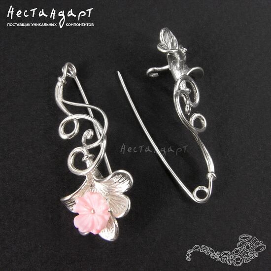 Основа для броши Ginkgo Biloba Sterling Silver 40 мм, изображение 5