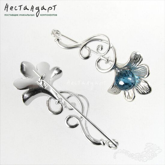 Основа для броши Ginkgo Biloba Sterling Silver Rhodium Plated 40 мм, изображение 2