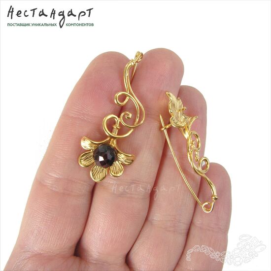 Основа для броши Ginkgo Biloba Vermeil Sterling Silver 40 мм, изображение 2