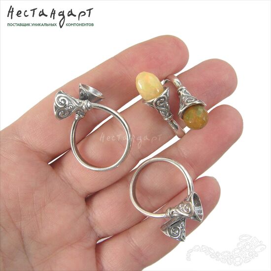 Основа для кольца Solar Plexus Silver Plated регулируемая с сеттингом, изображение 2