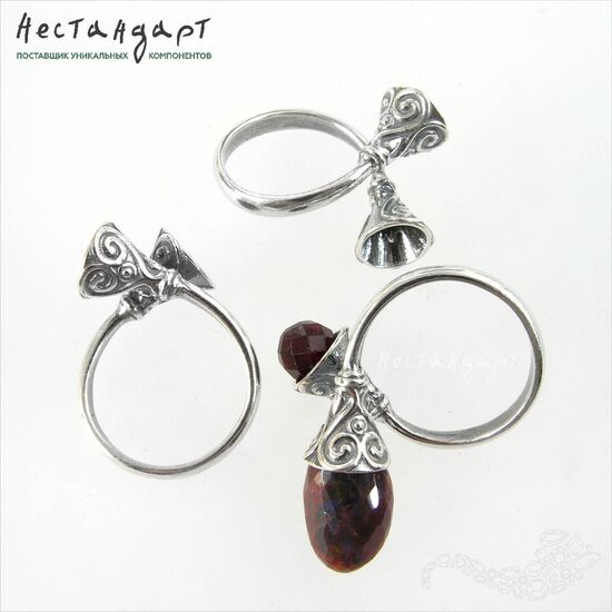 Основа для кольца Solar Plexus Silver Plated регулируемая с сеттингом, изображение 3