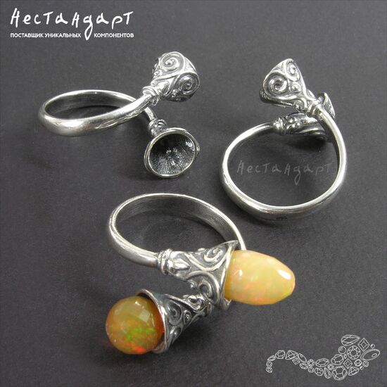 Основа для кольца Solar Plexus Silver Plated регулируемая с сеттингом, изображение 5