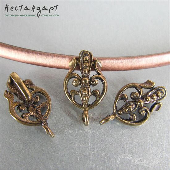 Бейл-держатель для кулона Wattle Patina Bronze 17х10 мм, изображение 2