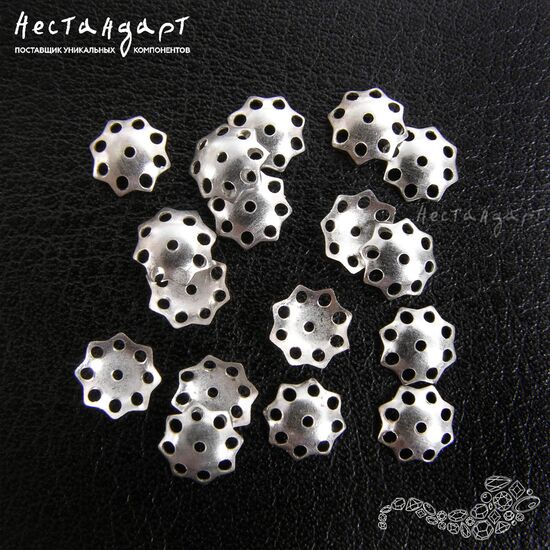 Чашечки для бусин Stamped Flower Sterling Silver 6 мм (уп. 10 шт.), изображение 2