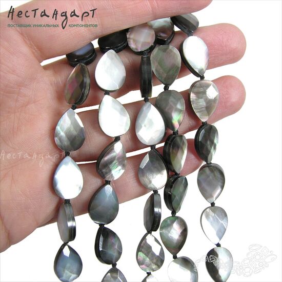 Перламутр натуральный черный с огранкой Drop 14х10 мм (уп. 4 шт.), изображение 2