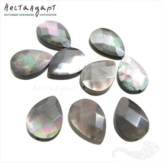 Перламутр натуральный черный с огранкой Drop 14х10 мм (уп. 4 шт.), изображение 4