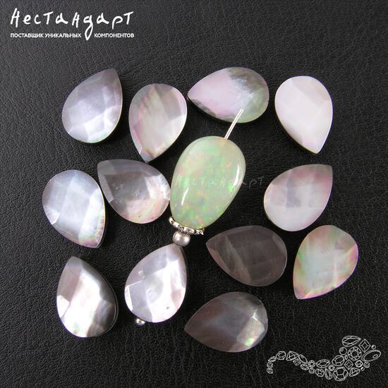 Перламутр натуральный черный с огранкой Drop 14х10 мм (уп. 4 шт.), изображение 5