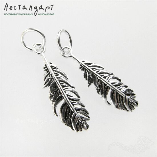 Подвеска с кольцом Raven Feather Sterling Silver 27 мм