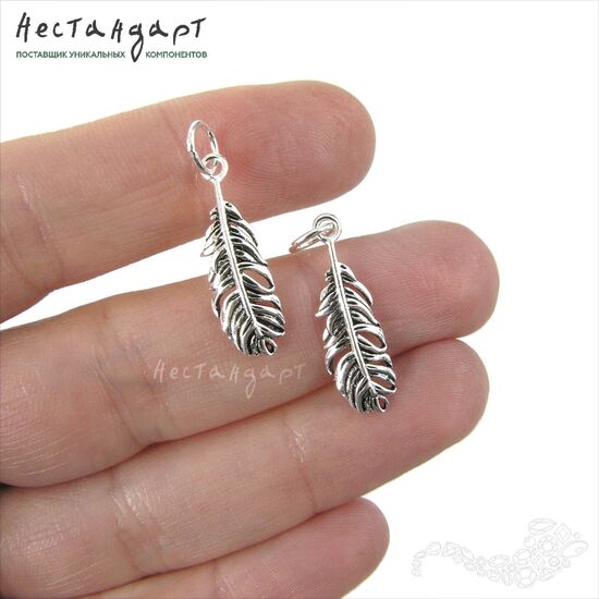 Подвеска с кольцом Raven Feather Sterling Silver 27 мм, изображение 2