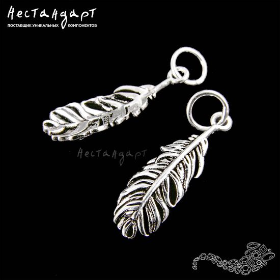 Подвеска с кольцом Raven Feather Sterling Silver 27 мм, изображение 3