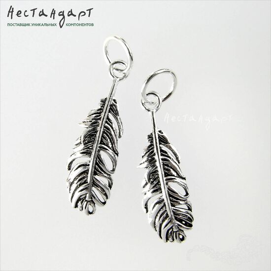 Подвеска с кольцом Raven Feather Sterling Silver 27 мм, изображение 4
