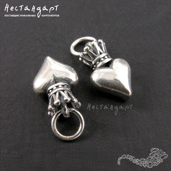 Подвеска с кольцом Royal Heart Sterling Silver 17 мм, изображение 3