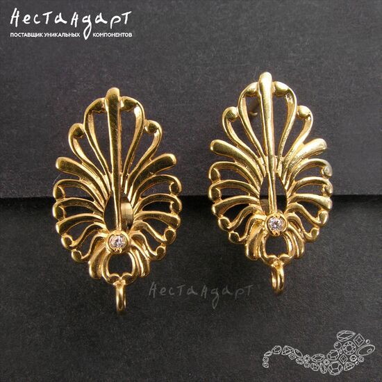 Швензы Winteraster Vermeil Sterling Silver 19х11 мм (пара), изображение 3