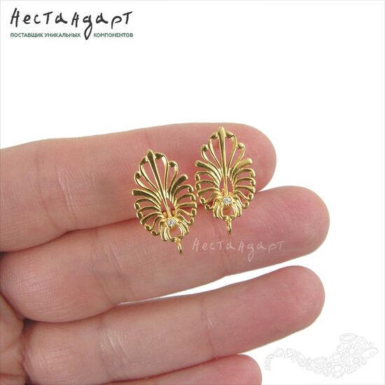 Швензы Winteraster Vermeil Sterling Silver 19х11 мм (пара), изображение 4