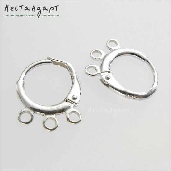 Швензы 3-Ring Sterling Silver 15 мм (пара), изображение 3
