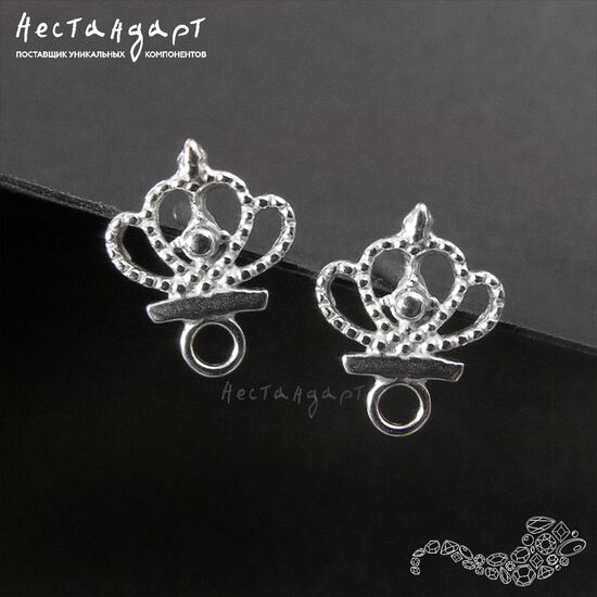 Основы для пусет Crown Sterling Silver Rhodium Plated 11 мм (пара)