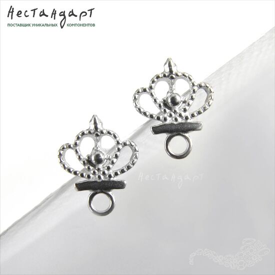 Основы для пусет Crown Sterling Silver Rhodium Plated 11 мм (пара), изображение 3