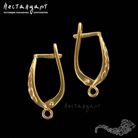 Швензы Foliage Vermeil Sterling Silver 18х4 мм (пара), изображение 2