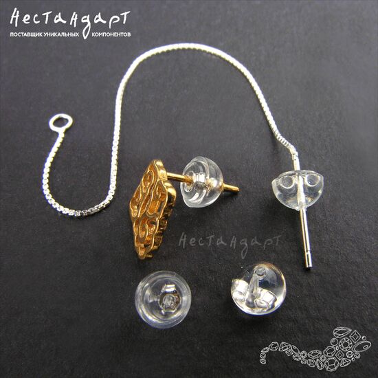 Стопперы-заглушки с силиконовой оболочкой Sterling Silver 5 мм (пара)
