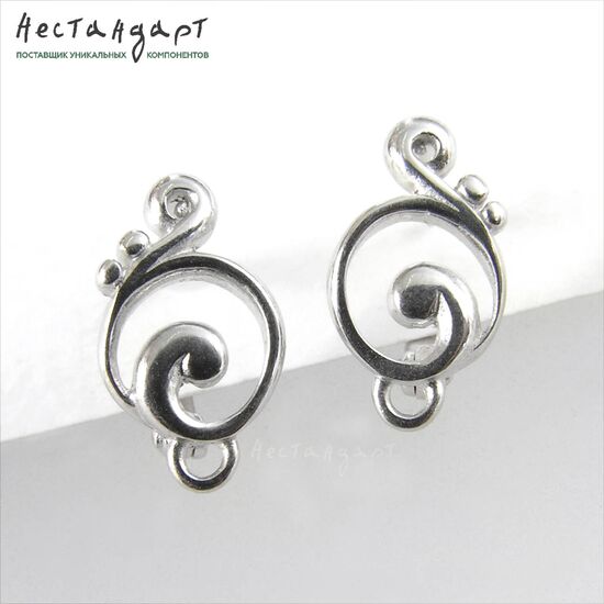 Швензы Music Sterling Silver Rhodium Plated 13х7,5 мм (пара)