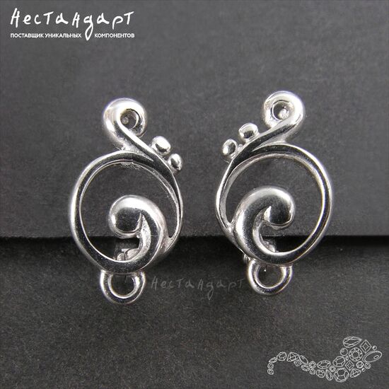 Швензы Music Sterling Silver Rhodium Plated 13х7,5 мм (пара), изображение 4