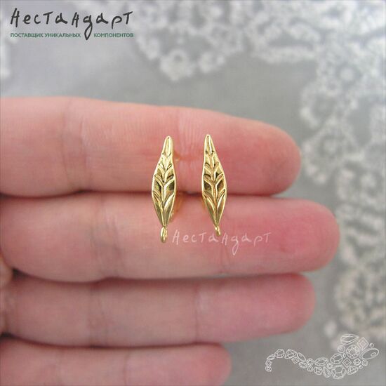 Швензы Sharp Leaf Gold Plated 18х4 мм (пара), изображение 2