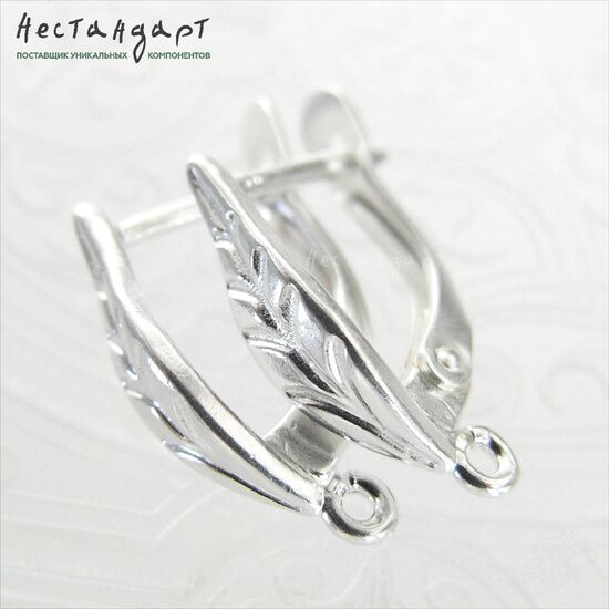 Швензы Sharp Leaf Bright Silver Plated 18х4 мм (пара), изображение 2