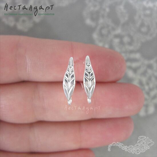 Швензы Sharp Leaf Bright Silver Plated 18х4 мм (пара), изображение 3