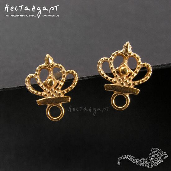 Основы для пусет Crown Vermeil Sterling Silver 11 мм (пара)