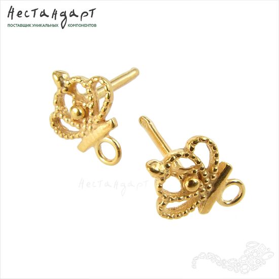 Основы для пусет Crown Vermeil Sterling Silver 11 мм (пара), изображение 4