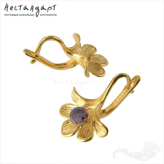 Швензы Ginkgo Biloba Vermeil Sterling Silver 21x17 мм (пара)