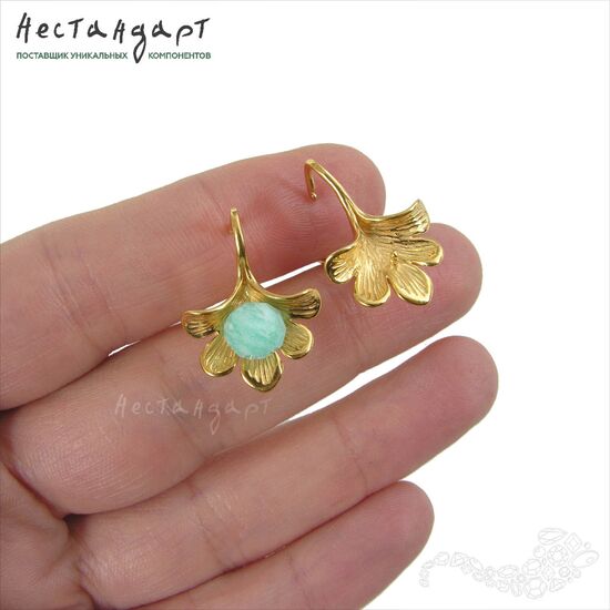 Швензы Ginkgo Biloba Vermeil Sterling Silver 21x17 мм (пара), изображение 2