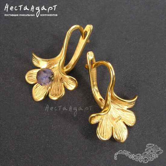 Швензы Ginkgo Biloba Vermeil Sterling Silver 21x17 мм (пара), изображение 3