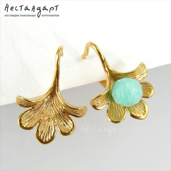 Швензы Ginkgo Biloba Vermeil Sterling Silver 21x17 мм (пара), изображение 4